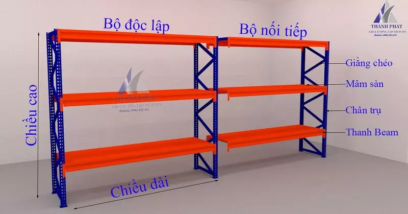 giá kệ trung tải 3 tầng