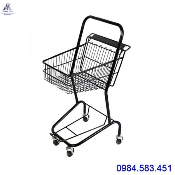 Xe đẩy siêu thị 2 tầng màu đen