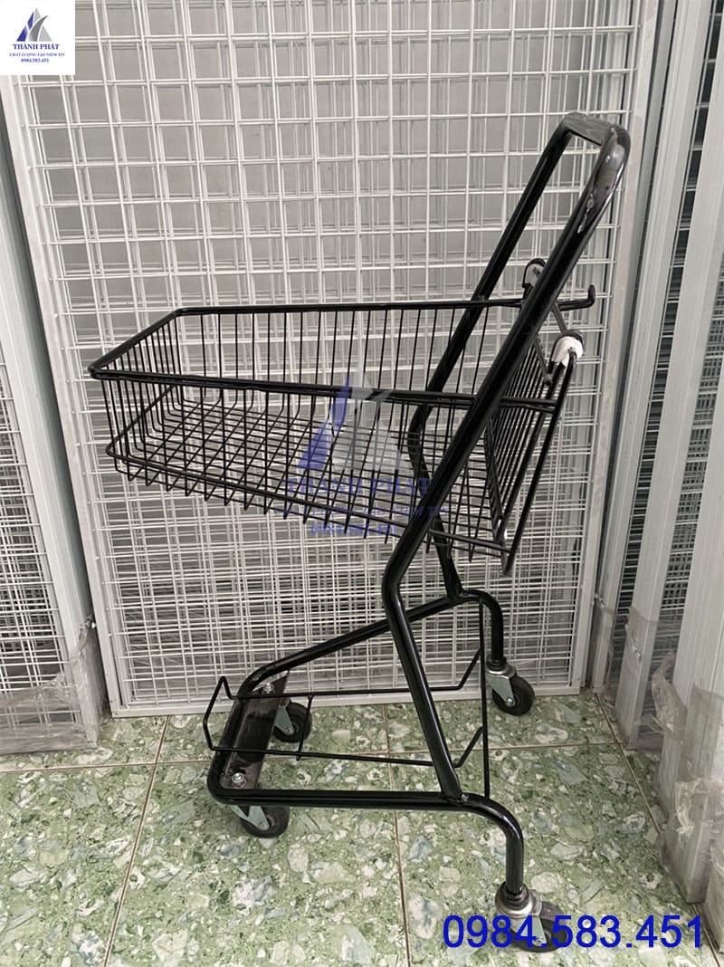 Xe đẩy siêu thị 2 tầng màu đen giá rẻ