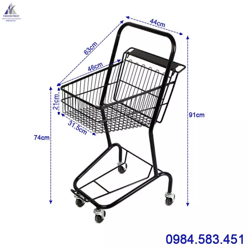 Xe đẩy siêu thị màu đen