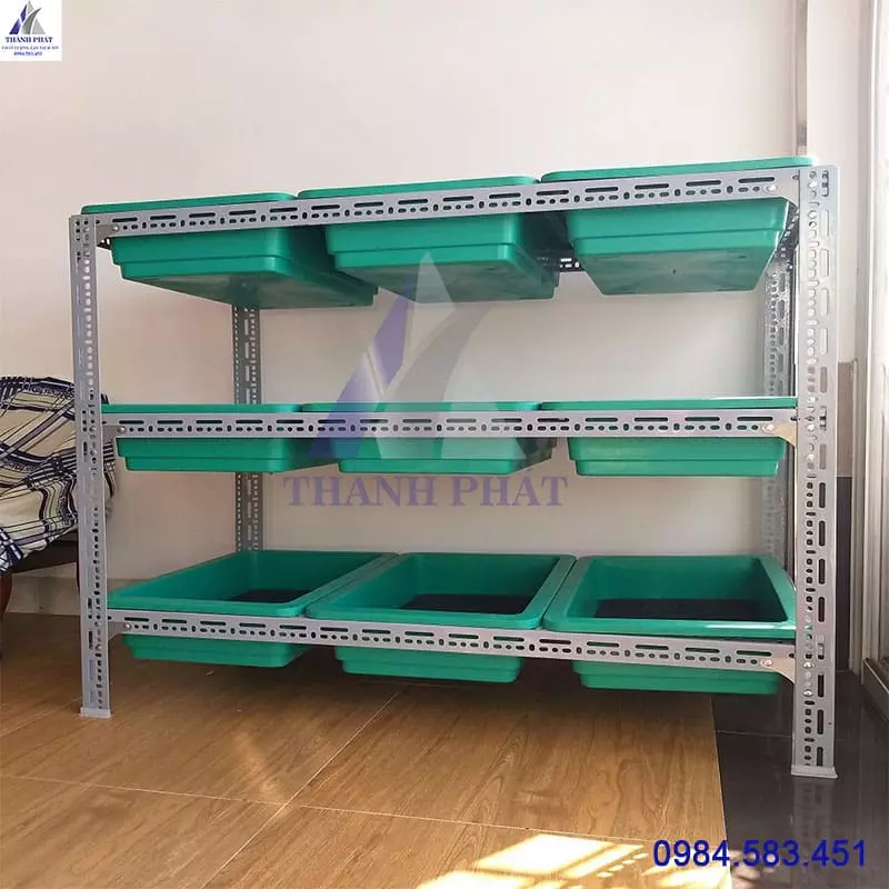 kệ sắt v lỗ 3 tầng dài 1.2m đa năng