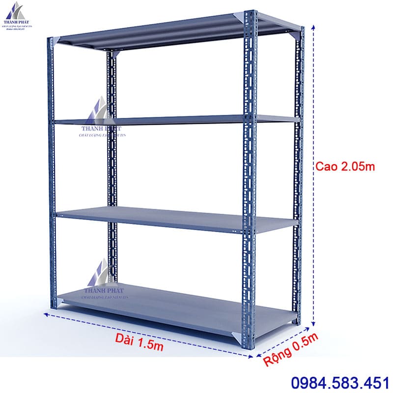 giá kệ sắt v lỗ 4 tầng dài 150cm