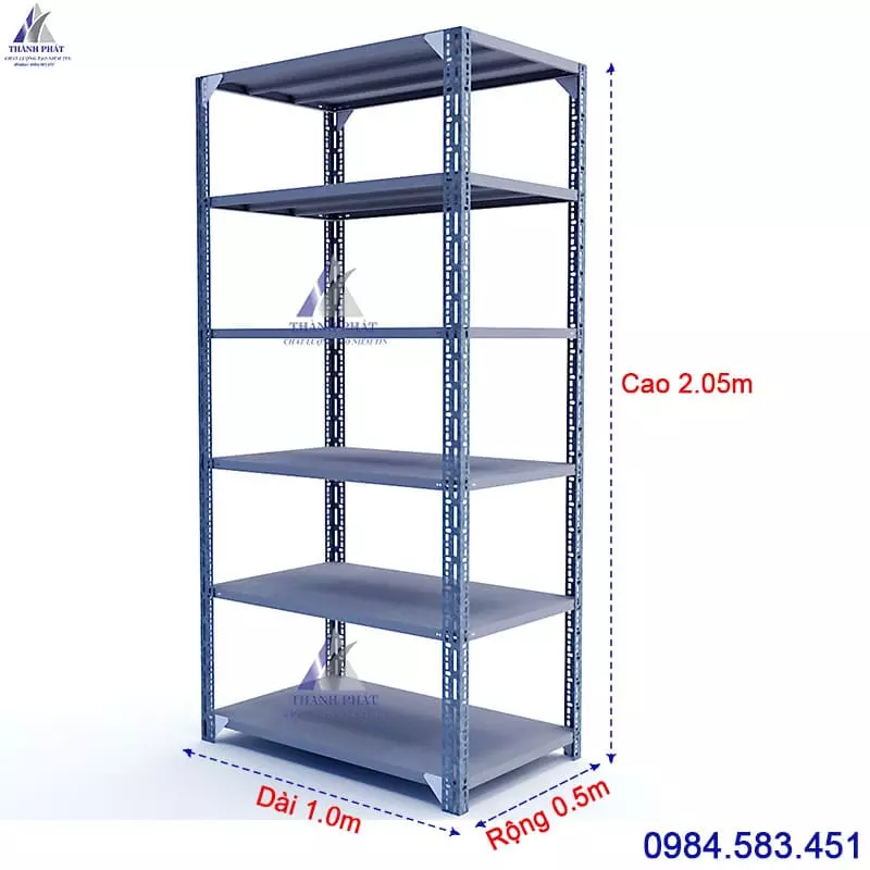 giá kệ sắt v lỗ 6 tầng dài 1m