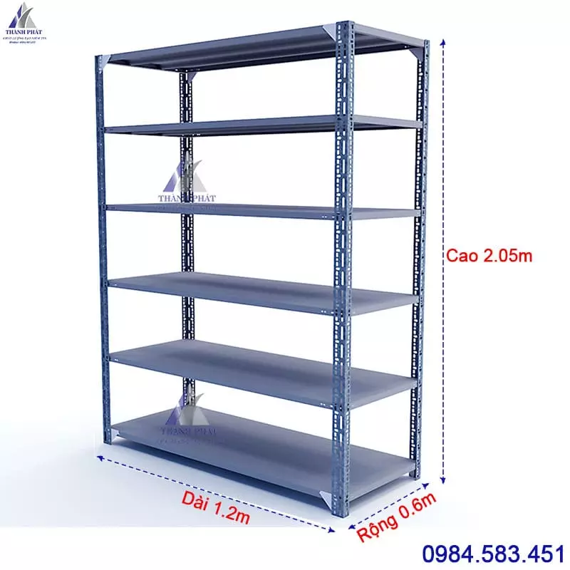 kệ sắt v lỗ 6 tầng dài 120cm